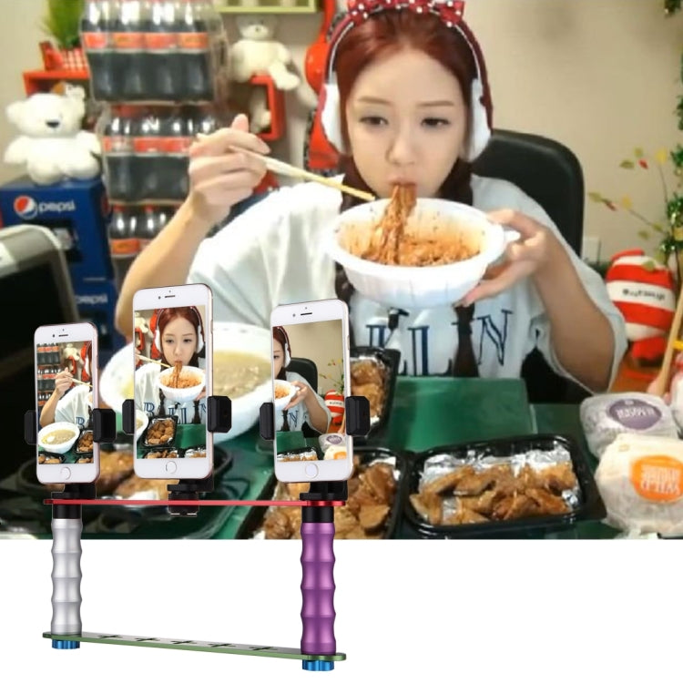 Smartphone Live Broadcast Bracket Dual Hand-held Selfie Mount Kits with 2x Phone Clips, For iPhone, Galaxy, Huawei, Xiaomi, HTC, Sony, Google and other Smartphones by buy2fix