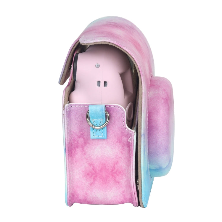 For FUJIFILM instax mini 12 Painted Full Body Leather Case Camera Bag with Strap(Blue Pink)(Black) by buy2fix