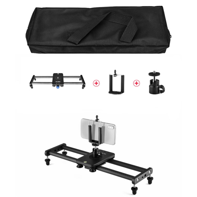 YELANGU L140T-A 40cm Carbon Fiber Slide Rail Track with Phone Clamp & BallHead Adapter for Smartphones (Black) by YELANGU