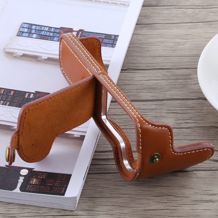 1/4 inch Thread PU Leather Camera Half Case Base for Canon EOS M5(Brown) by buy2fix