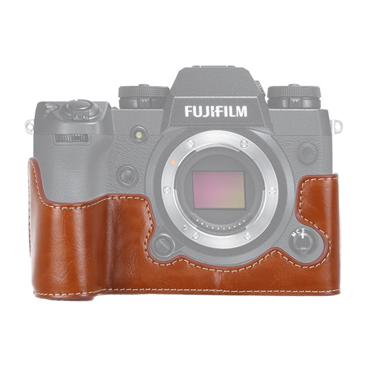 1/4 inch Thread PU Leather Camera Half Case Base for FUJIFILM X-H1 (Brown) by buy2fix