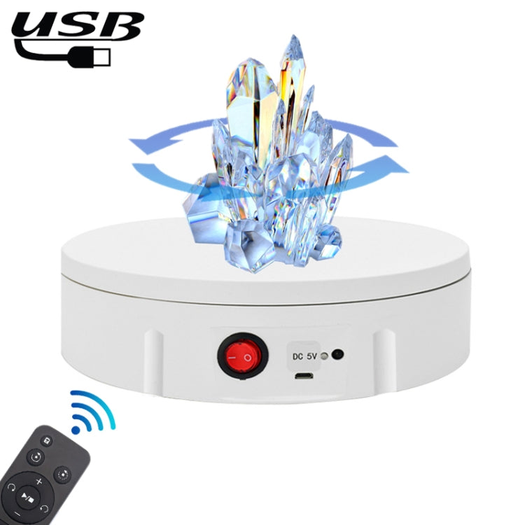 22cm USB Charging Rotating Display Stand Video Shooting Props Turntable, Load: 10kg, No Battery(White) -  by buy2fix | Online Shopping UK | buy2fix