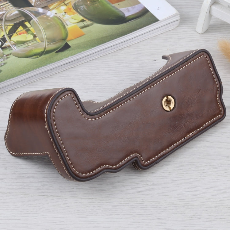 1/4 inch Thread PU Leather Camera Half Case Base for FUJIFILM GFX 50S (Coffee) by buy2fix