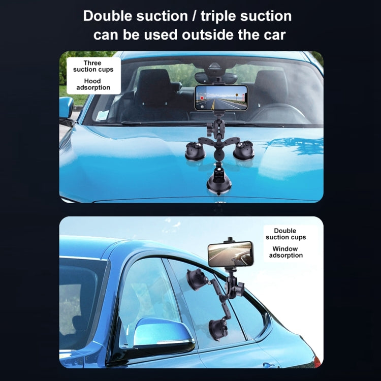 Tri-leg Suction Cup Articulating Friction Magic Arm Phone Clamp Mount (Black) - DJI & GoPro Accessories by buy2fix | Online Shopping UK | buy2fix