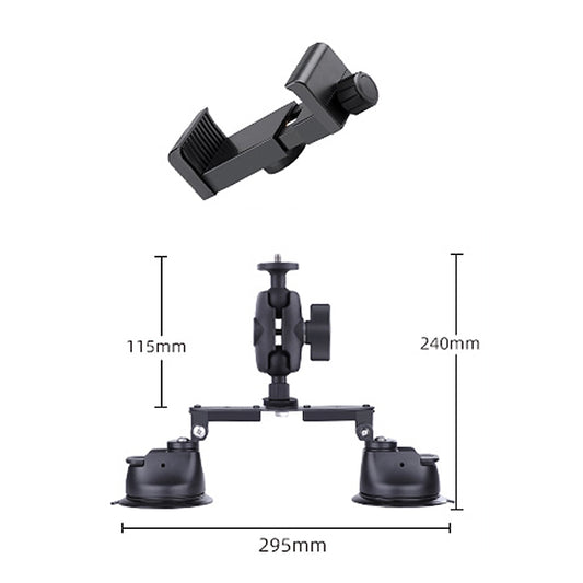 Dual-leg Suction Cup Connecting Rod Arm Phone Clamp Mount(Black) by buy2fix