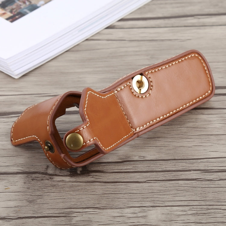 1/4 inch Thread PU Leather Camera Half Case Base for Olympus EM5 / EM5 Mark II (Brown) by buy2fix
