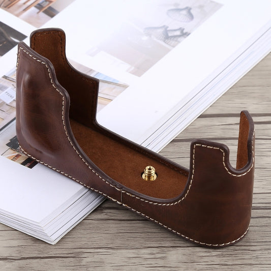1/4 inch Thread PU Leather Camera Half Case Base for Leica M10 (Coffee) by buy2fix