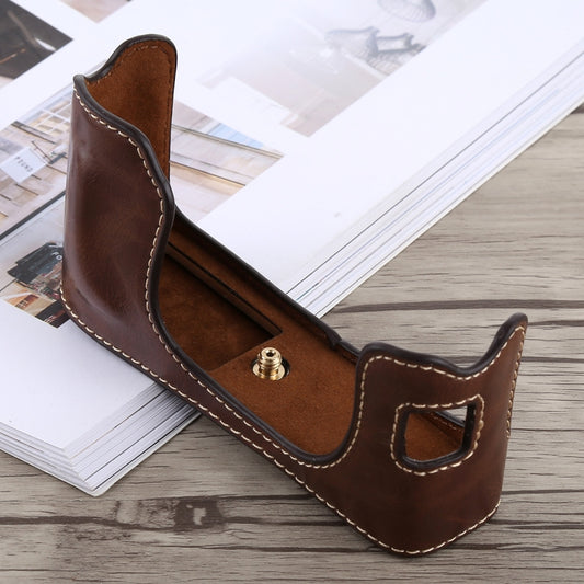 1/4 inch Thread PU Leather Camera Half Case Base for FUJIFILM X100F (Coffee) by buy2fix