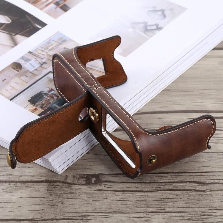 1/4 inch Thread PU Leather Camera Half Case Base for FUJIFILM X100F (Coffee) by buy2fix