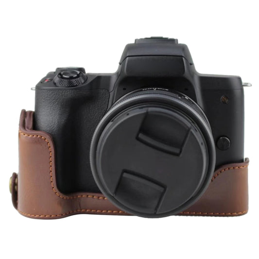 1/4 inch Thread PU Leather Camera Half Case Base for Canon EOS M50 / M50 Mark II (Coffee) by buy2fix