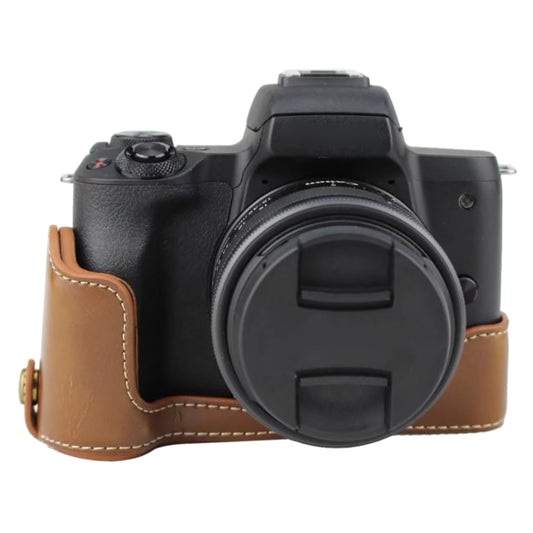 1/4 inch Thread PU Leather Camera Half Case Base for Canon EOS M50 / M50 Mark II (Brown) by buy2fix