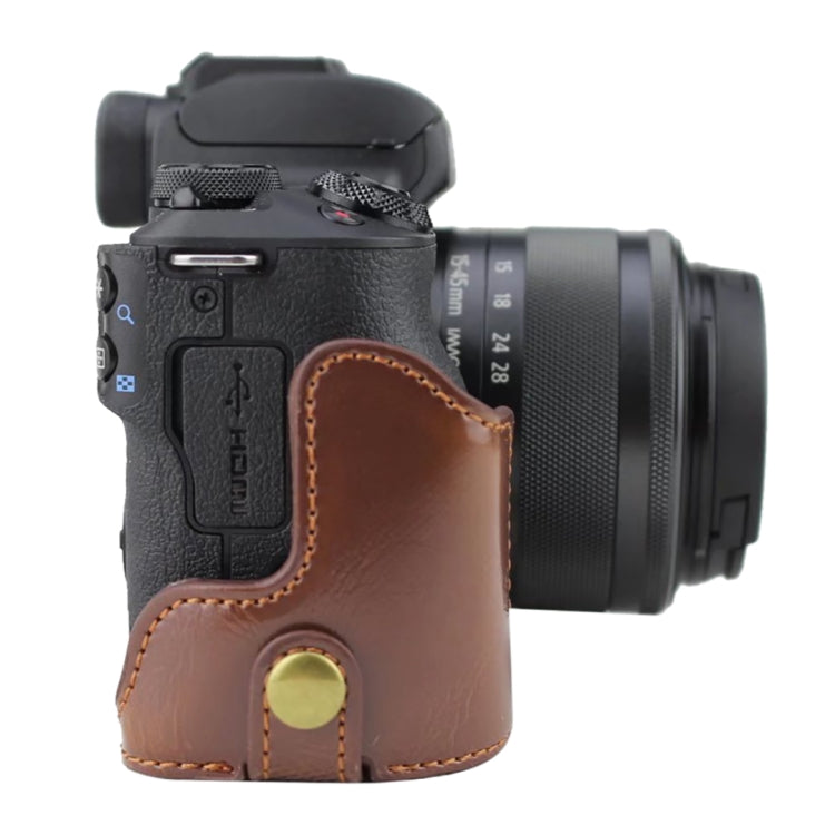 1/4 inch Thread PU Leather Camera Half Case Base for Canon EOS M50 / M50 Mark II (Brown) by buy2fix
