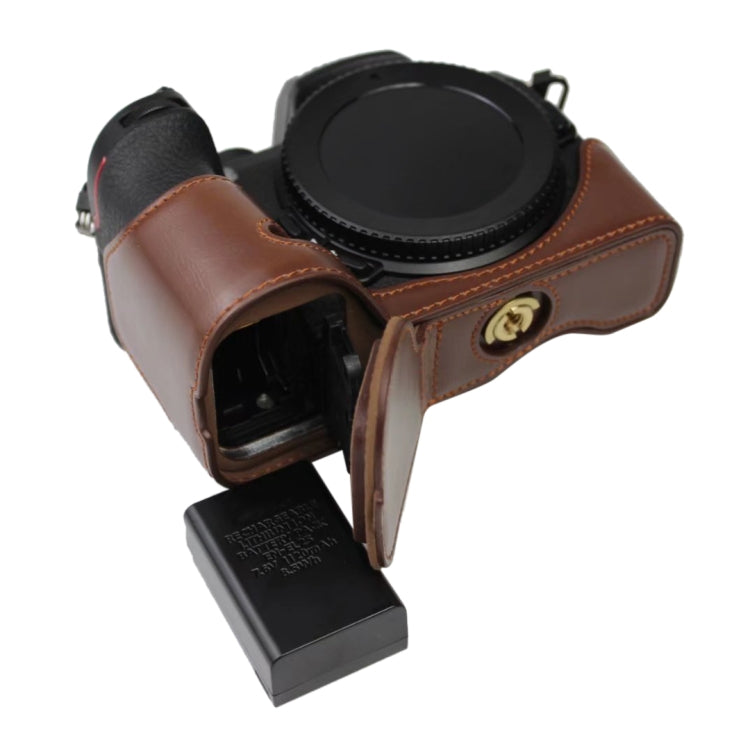 1/4 inch Thread PU Leather Camera Half Case Base for Nikon Z50(Coffee) by buy2fix