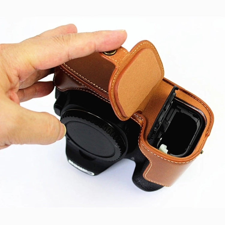 1/4 inch Thread PU Leather Camera Half Case Base for Canon EOS 80D / 70D(Brown) by buy2fix