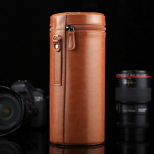 Extra Large Lens Case Zippered PU Leather Pouch Box for DSLR Camera Lens, Size: 24.5*10.5*10.5cm(Brown) by buy2fix