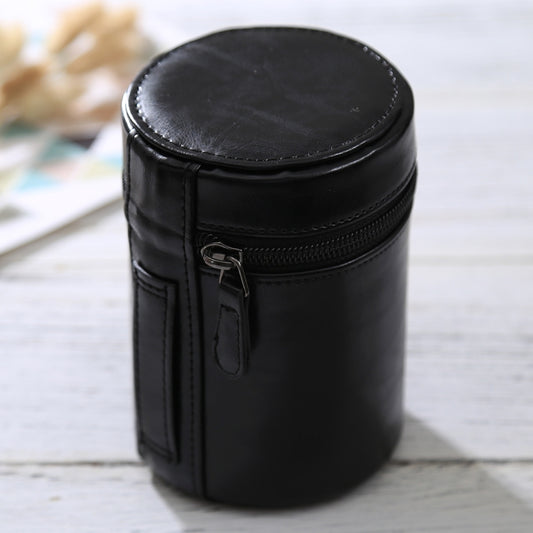 Medium Lens Case Zippered PU Leather Pouch Box for DSLR Camera Lens, Size: 13x9x9cm(Black) by buy2fix