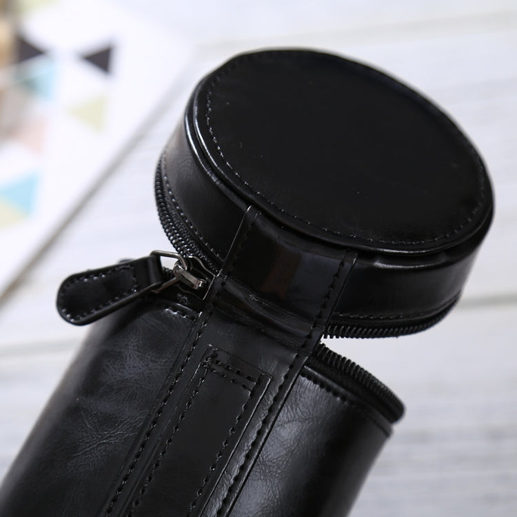 Medium Lens Case Zippered PU Leather Pouch Box for DSLR Camera Lens, Size: 13x9x9cm(Black) by buy2fix