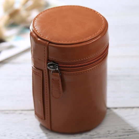 Medium Lens Case Zippered PU Leather Pouch Box for DSLR Camera Lens, Size: 13x9x9cm(Brown) by buy2fix