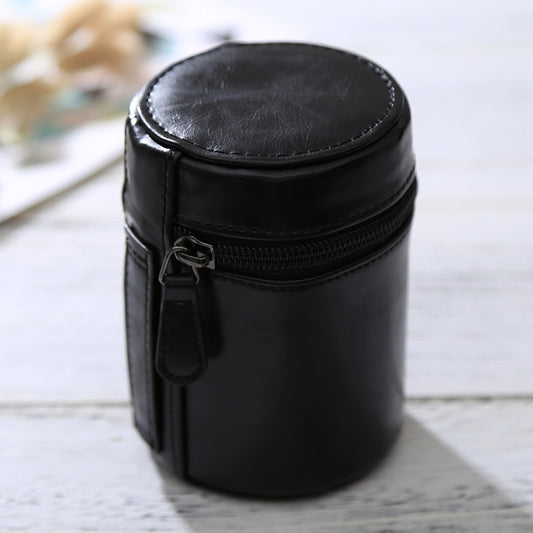 Small Lens Case Zippered PU Leather Pouch Box for DSLR Camera Lens, Size: 11x8x8cm(Black) by buy2fix