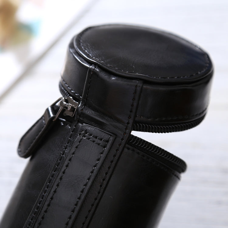 Small Lens Case Zippered PU Leather Pouch Box for DSLR Camera Lens, Size: 11x8x8cm(Black) by buy2fix