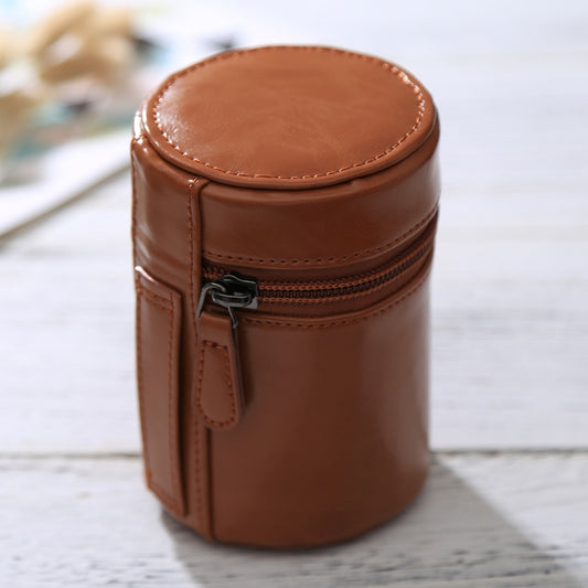 Small Lens Case Zippered PU Leather Pouch Box for DSLR Camera Lens, Size: 11x8x8cm(Brown) by buy2fix