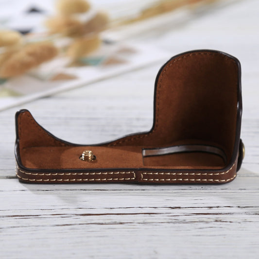 1/4 inch Thread PU Leather Camera Half Case Base for Sony ILCE-5100 / A5100(Coffee) by buy2fix