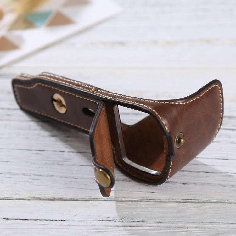 1/4 inch Thread PU Leather Camera Half Case Base for Sony ILCE-6000 / A6000(Coffee) by buy2fix