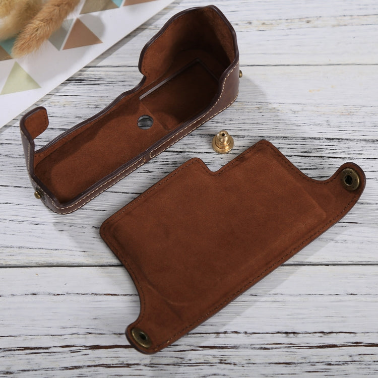 1/4 inch Thread PU Leather Camera Half Case Base for FUJIFILM X-E3(Coffee) by buy2fix