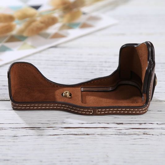 1/4 inch Thread PU Leather Camera Half Case Base for Canon EOS M3(Coffee) by buy2fix