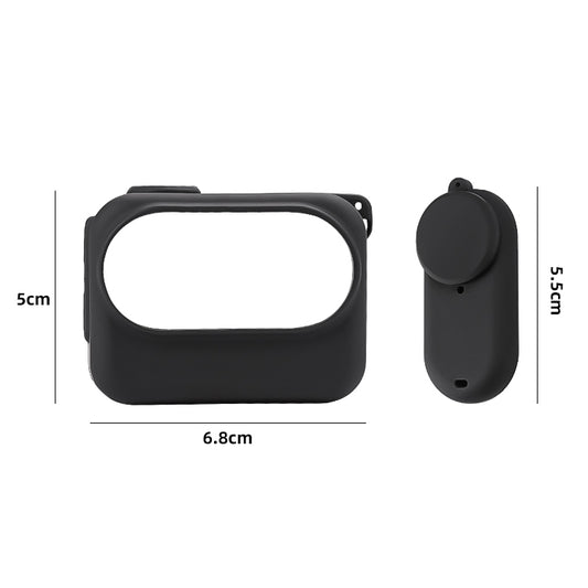 For Insta360 GO 3 Camera Body Charging Case Silicone Case with Lens Cap & Strap (Black) by buy2fix