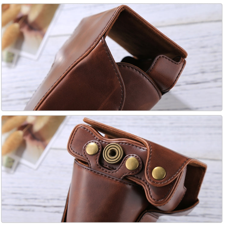 Full Body Camera PU Leather Case Bag with Strap for Canon EOS M6 (18-150mm Lens) (Coffee) by buy2fix