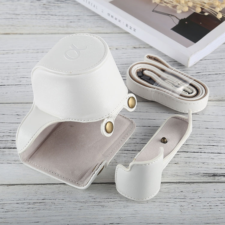 Full Body Camera PU Leather Case Bag with Strap for Sony A5100 / A5000 / NEX-3N (16-50mm / 40.5mm Lens) (White) by buy2fix