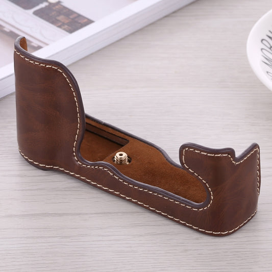1/4 inch Thread PU Leather Camera Half Case Base for FUJIFILM X-A5 / X-A20(Coffee) by buy2fix