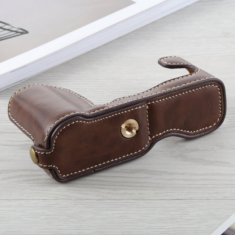 1/4 inch Thread PU Leather Camera Half Case Base for FUJIFILM X-A5 / X-A20(Coffee) by buy2fix