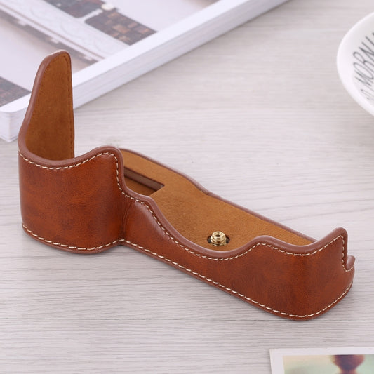 1/4 inch Thread PU Leather Camera Half Case Base for Sony ILCE-A9 / A9 / A7RIII(Brown) by buy2fix