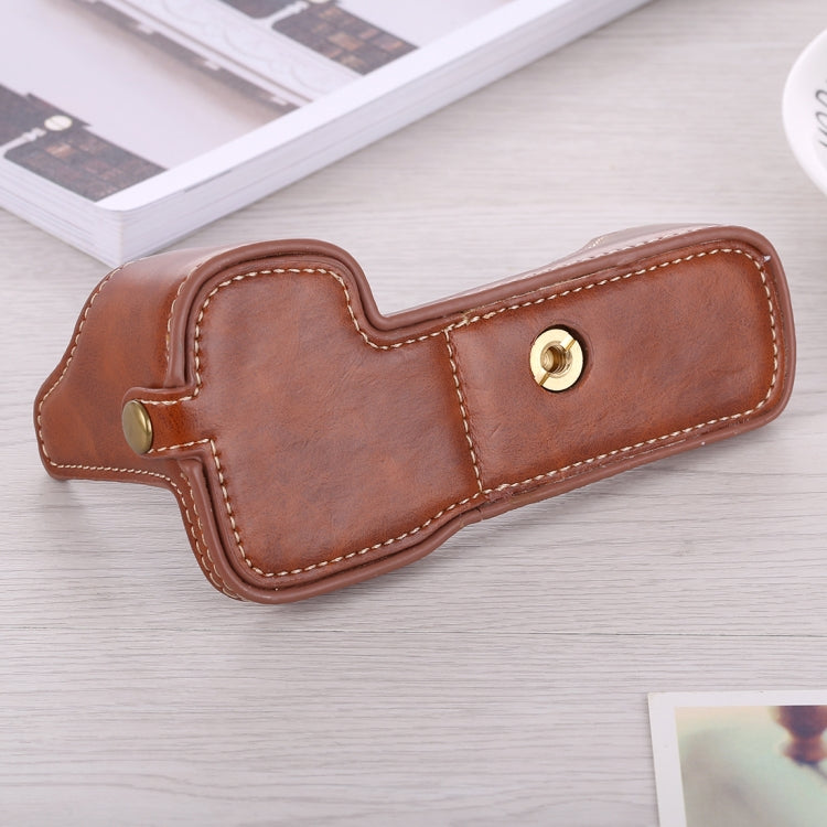 1/4 inch Thread PU Leather Camera Half Case Base for Sony ILCE-A9 / A9 / A7RIII(Brown) by buy2fix