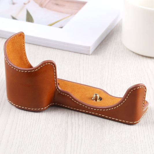 1/4 inch Thread PU Leather Camera Half Case Base for Sony A6400 / ILCE-A6400 (Brown) by buy2fix