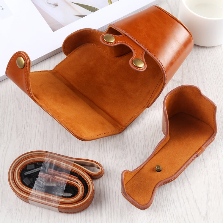 Full Body Camera PU Leather Case Bag with Strap for Sony A6400 / ILCE-A6400 (Brown) by buy2fix
