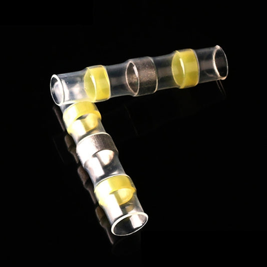 100 PCS AWG12-10 4-6mm Seal Heat Shrink Butt Wire Connectors Yellow Terminals Solder Sleeve(Yellow) by buy2fix