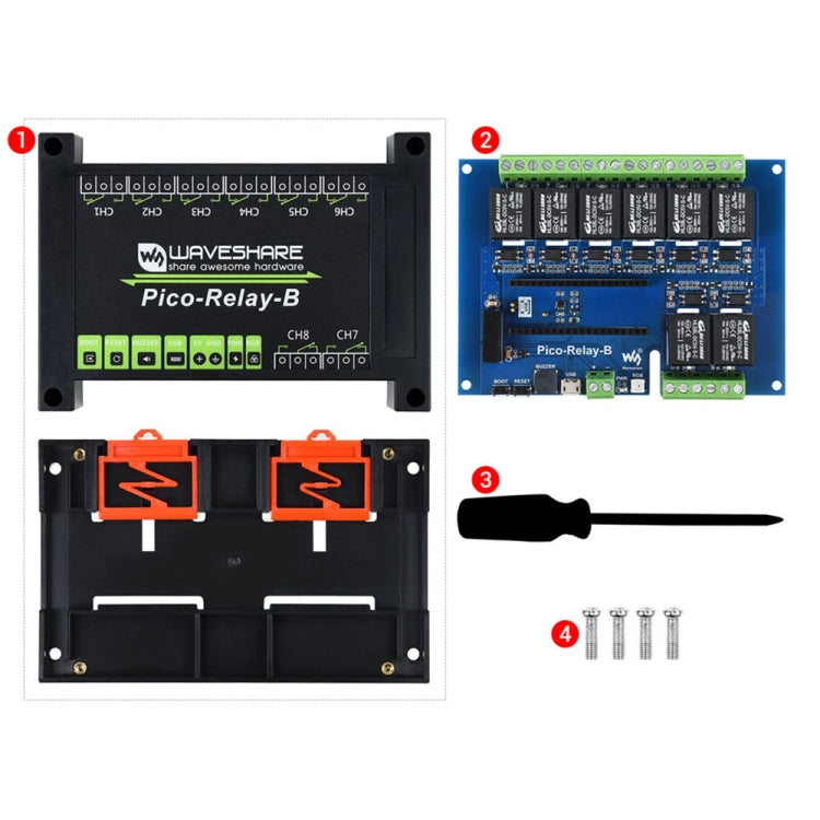 Waveshare Multi Protection 8-Channel Industrial Relay Module for Raspberry Pi Pico by WAVESHARE