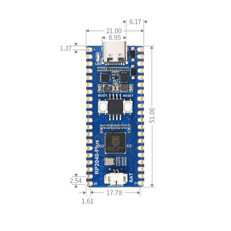 Waveshare RP2040-Plus Pico-like MCU Board Based on Raspberry Pi MCU RP2040, without Pinheader by WAVESHARE