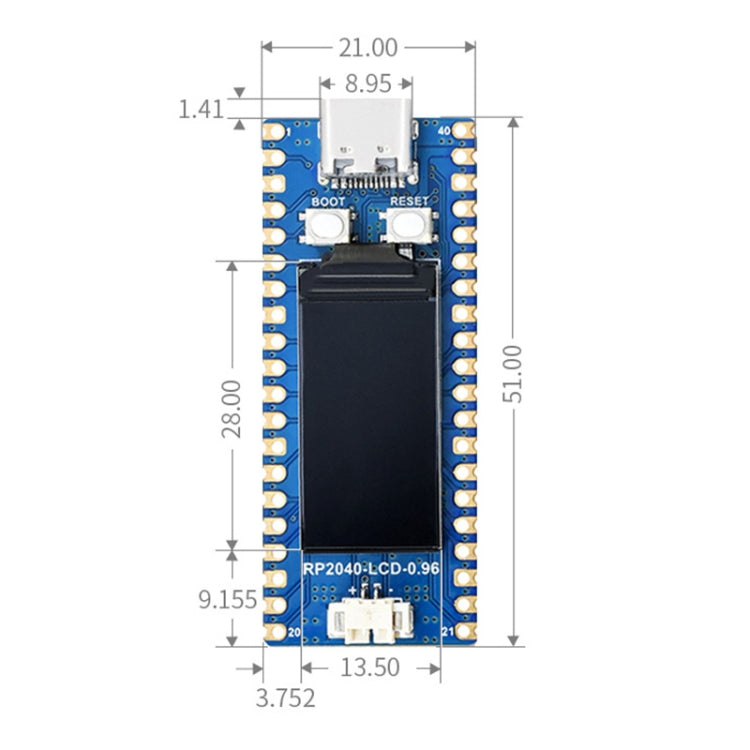 Waveshare RP2040-LCD-0.96 Pico-like MCU Board Based on Raspberry Pi MCU RP2040, with Pinheader by WAVESHARE