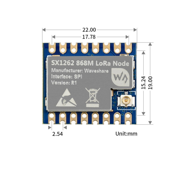 Waveshare Core1262-868M Anti-Interference SX1262 LoRa Module, EU868 Band by WAVESHARE