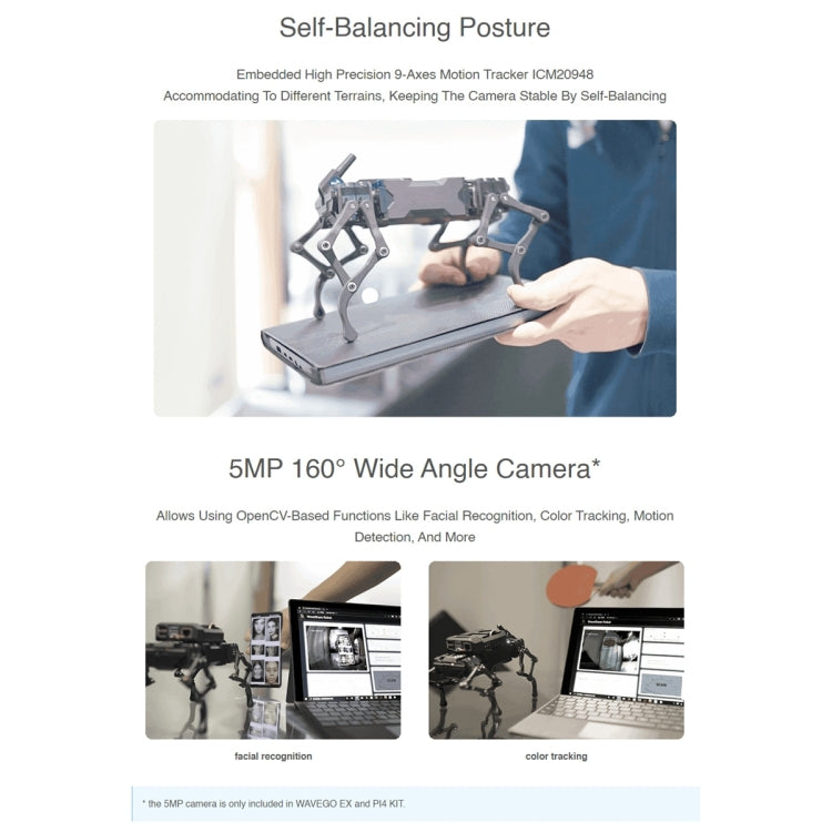 Waveshare WAVEGO 12-DOF Bionic Dog-Like Robot, Extension Pack(EU Plug) by WAVESHARE