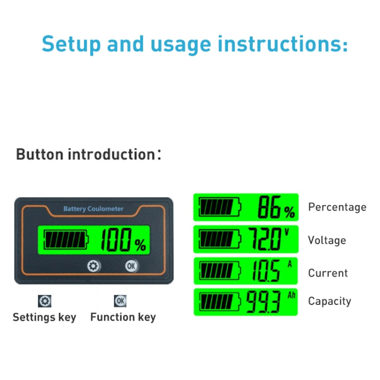 2m 200A 12V 48V Digital Display DC Current Voltmeter Lead-Acid Lithium Battery Charge Meter by buy2fix