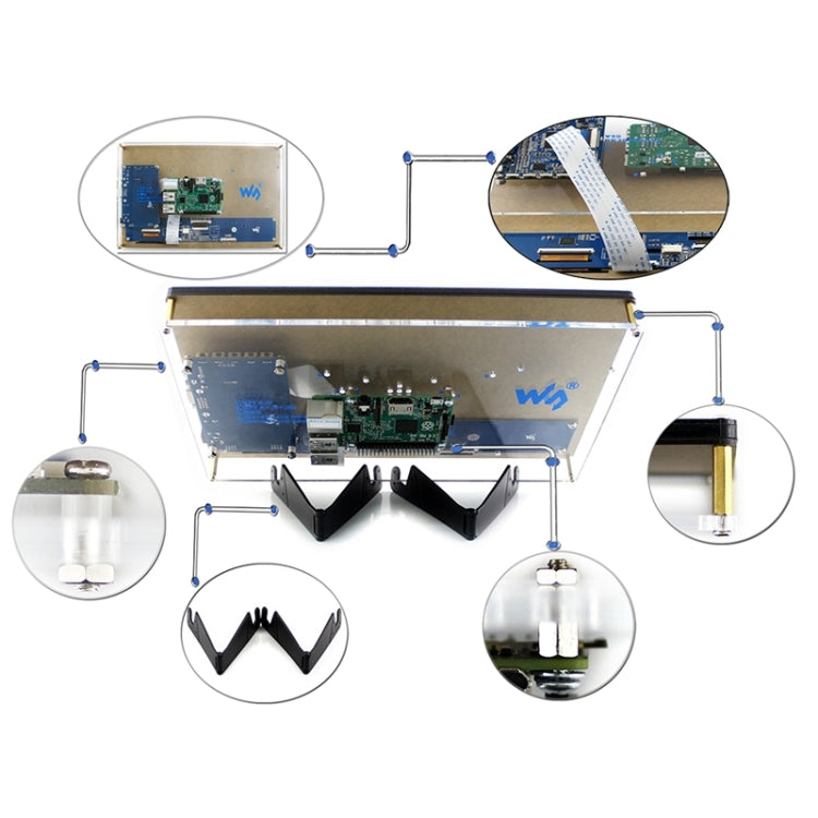 WAVESHARE 10.1inch Resistive Touch Screen LCD, HDMI interface with Case, Supports Multi mini-PCs by buy2fix