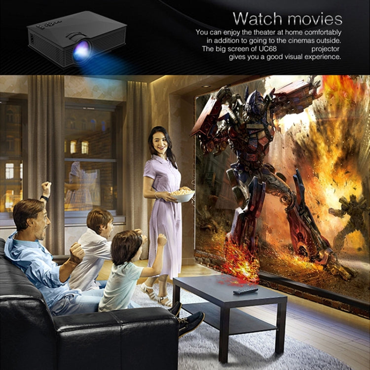 UC68 80ANSI 800x400 Home Theater Multimedia HD 1080P LED Projector, Support USB/SD/HDMI/VGA/IR by buy2fix