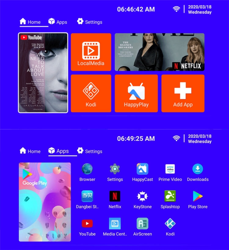 T6 2000ANSI Lumens Mini Theater Projector, Android 7.1 RK3128 Quad Core, 1GB+8GB, US Plug(Silver) by buy2fix