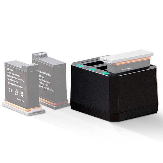 USB Triple Batteries Charger with LED Indicator Light for DJI OSMO Action(Black) by buy2fix