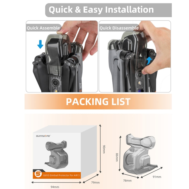 For DJI Air 3 Sunnylife G693 Lens Cover Gimbal Shield Cover (Grey) by Sunnylife